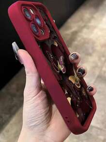 1pc Purple Butterfly Design Shockproof Protective Phone Case Compatible With IPhone 15, IPhone 14 Pro Max/16/16 Pro, IPhone 13, IPhone 12/11 Pro