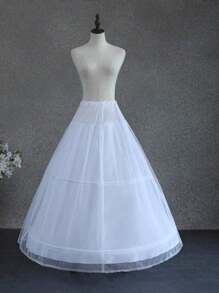 Damen Krinolinen Petticoat A-Linie mit 2 Reifen, langer Unterrock für Brautballkleid, Krinoline