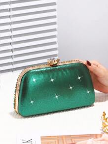 女士手拿包，带大颗水钻，适合婚礼、派对、舞会、生日礼物，可装手机和化妆品，容量大 - 綠色 - 查看 9