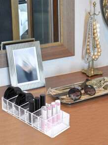 1pc 8-Compartment Nail Polish Storage Box, Eye Shadow Storage Box, Nail Gel Rack, Multi-Layer Transparent Makeup Tool Display Stand, Cosmetic Organizer For Desktop - Multicolor - View 7