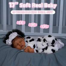 DreamyDolly Lifelike Reborn Baby Dolls Black - Girl 17 Inch - Full Vinyl Body & Curls Realistic-Newborn Baby Dolls African American Real Life Baby Dolls With Feeding Kit & Gift Box For Kids Age 3+ - Multicolor - View 6