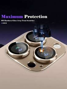 2 Packs IPhone 16 Pro Max/16 Pro/15 Pro Metal Ring Lens Tempered Glass Protective Film, 9H Hardness Ultra-High Definition, Anti-Scratch, Anti-Fingerprint, Easy To Install, Full Coverage Lens Protective Film
