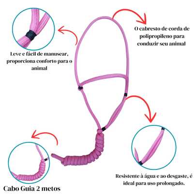 Cabresto Para Cavalo Com Regulagem Todo feito a mão em Corda De Polipropileno Grossa