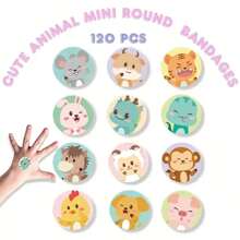 20/50/120片迷你圆形防水创可贴 - 卡通图案，透气，低过敏性，温和亲肤，易于粘贴，可拆卸创可贴，随机发送急救包图案样式 - 彩色 - 查看 8