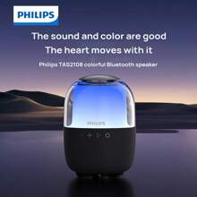 PHILIPS Colorful Bluetooth Speaker TAS2108 Long-Lasting Battery Life Bluetooth 5.3 TWS Interconnection Multi-Device Compatible 57mm Sound Unit Black