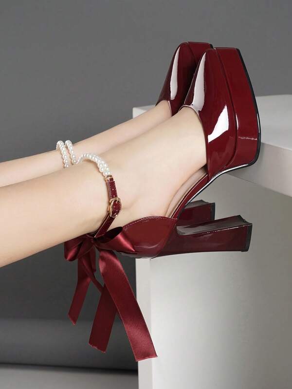 Women High Heel Pumps With Platform, Hollow Design, Fashion Colors Available: Pink, Apricot, White, Black, Red, Silver, Gold