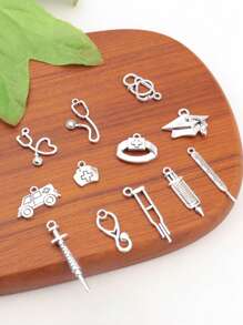20pcs/50pcs Mixed Random Hospital Doctor Nurse Emergency Vehicle Theme Pendant Antique Silver Color Alloy Charm Set - Zinc Alloy Pendant, For DIY Jewelry, Necklace, Earrings And Bracelet