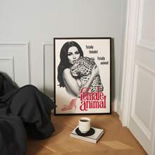 1 件奢华豹纹猎豹肖像墙面艺术画黑红色时尚帆布印刷画杂志封面海报美学少女装饰卧室、客厅、公寓、宿舍墙面装饰礼物（无框或带框） - 彩色 - 查看 4