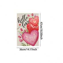 1 pieza Bandera de jardín con estampado de corazón rosa, bandera decorativa romántica para boda, patio, jardín exterior