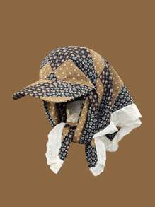 1pc Unisex Quick-Drying Leopard Diamond Lace Brim Cap Headwear Bandana Scarf Face Cover, Multifunctional Outdoor UV Protection Neck Gaiter Suitable For Hiking, Cycling, Casual, Beach, Daily Use