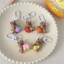 5 件/包卡通可爱水果形状钥匙扣，多功能包袋配件，送给情侣和最好的朋友的礼物，汽车配件包袋饰品背包，适合学校哥特 Y2k - 彩色 - 查看 5