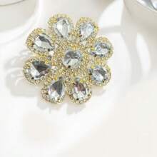 新款夸张亮水滴花大戒指可调节开口设计结婚礼物新娘个性超大时尚水钻戒指