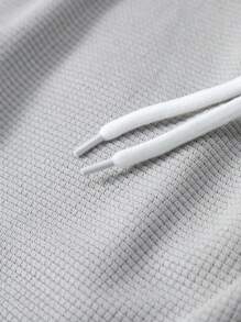 Men Solid Button Up Shirt & Shorts Set, Vacation Plain Husband Casual Clothes, Cozy Outfits - Light Grey - View 9