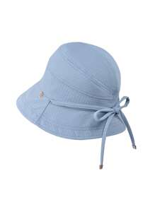 A New Japanese Summer Outdoor Sun Protection Hat Versatile And High-End Large Head Circumference Short-Brimmed Pot Hat Showing Face With Small Bow Bucket Hat Casual Casual - Multicolor - View 10