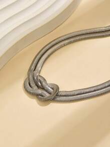 1pc Colar de corrente de cobra simples e versátil, design de metal, joias da moda para mulheres, adequado para uso diário, passeios e reuniões