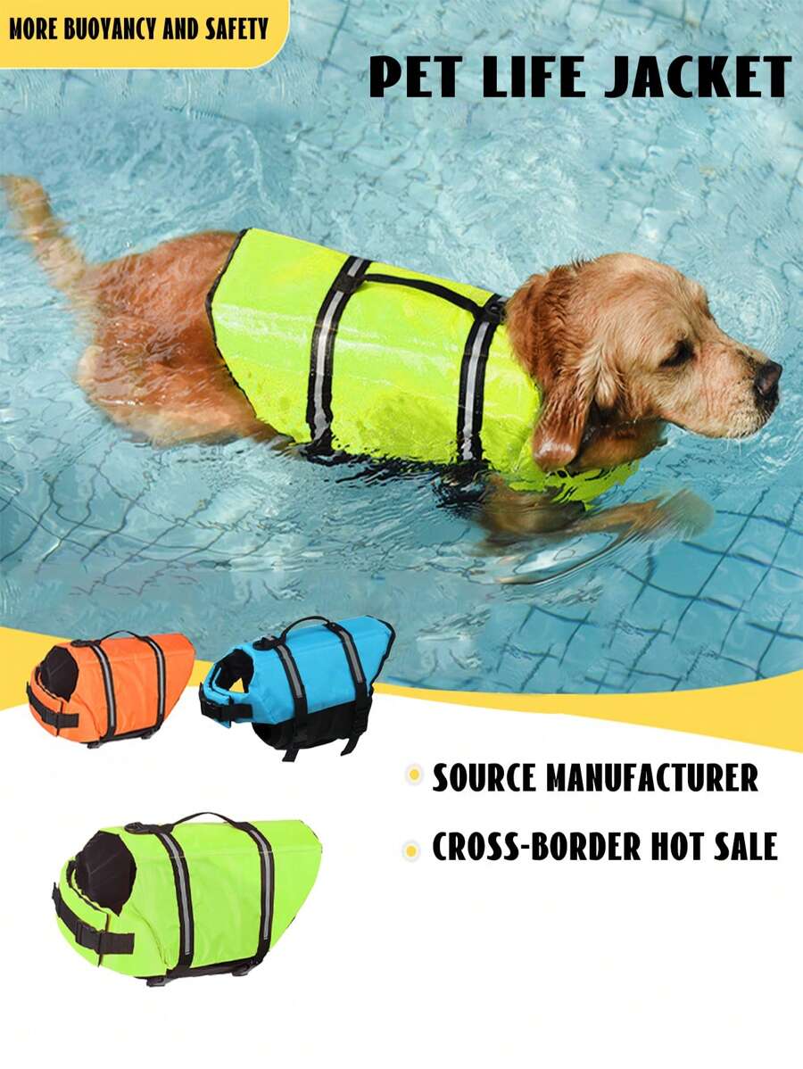 BJAYPET 1 件宠物救生衣，适合小型和中型犬的狗狗游泳背心，夏季游泳衣宠物用品 - 藍色 - 查看 1