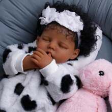 DreamyDolly Lifelike Reborn Baby Dolls Black - Girl 17 Inch - Full Vinyl Body & Curls Realistic-Newborn Baby Dolls African American Real Life Baby Dolls With Feeding Kit & Gift Box For Kids Age 3+ - Multicolor - View 8