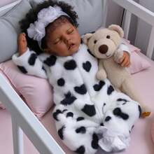 DreamyDolly Lifelike Reborn Baby Dolls Black - Girl 17 Inch - Full Vinyl Body & Curls Realistic-Newborn Baby Dolls African American Real Life Baby Dolls With Feeding Kit & Gift Box For Kids Age 3+ - Multicolor - View 2