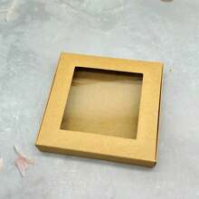 10pcs/Pack Kraft Paper PVC Window Display Gift Box For Hair Clips, Earrings, Necklaces, Kraft Paper Cardboard Packaging Box - 11.5x11x2cm Boxes - View 8