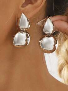 European And American Metal Landscape Oval Water Drop Vintage Earrings
