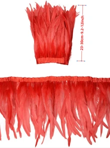 2Meters Colorful Rooster Tail Feathers Trims 23-30cm /9.2-12inches Pheasant Feather Fringe Ribbon For Carnival Plumes Decoration Rooster Pheasant Tail Feathers Plumes DIY Headdress Halloween Wedding Christmas Craft Supplies Accessories