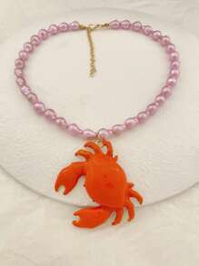 1 chiếc vòng cổ ngọc trai Baroque Y2K cổ điển với mặt dây chuyền hình con cua bằng kim loại và mặt dây chuyền hình cá bằng nhựa, thích hợp cho bãi biển, khu nghỉ dưỡng, trang phục hàng ngày, tiệc tùng, phụ kiện trang phục - cá - Xem 7