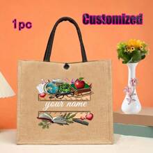 Khaki Linen Tote Bag Gift Set | Teacher/Nurse/Mom Appreciation Gift | Multi-Purpose Daily Commuting Bag | Wedding/Birthday/Back To School/Beach - Khaki - View 8