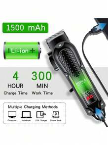 HIENA Men's Hair Clipper, Electric Hair Trimmer With LED Display, Hair Cutting Machine, Professional Cordless Hair Clipper For Men, Father's Day Gift