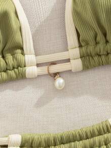 女士新品 欧美风分体比基尼套装 - 綠色 - 查看 4