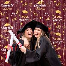 2025 Class Graduation Photography Backdrop Black Gold Glitter Bokeh Graduation Party Background 2025 Congrats Grad Prom Party Decoration Banner (Five Colors Available) - Graduation Season Rain Curtain - View 4
