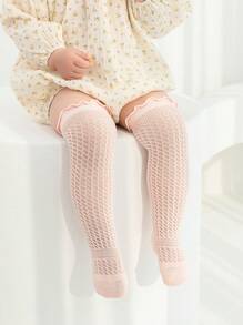 1 双纯色透气网眼婴儿长袜，适合新生男孩和女孩 - 彩色 - 查看 5