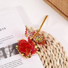 1pc 24K金箔玫瑰仿真花彩金花礼盒节日礼物活动小礼物氛围装饰