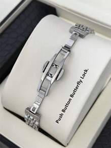 Pablo Raez 1 件银色优雅女士手表矩形复古 IPS 奢华 IPS 镀层女士正装手表不锈钢方形表壳顶级全新 AAA 设计石英复古手表商务梦幻女士时尚白色表盘带真条刻度 - 銀色 - 查看 12