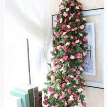 3 件人造牡丹花环，98.42 英寸/250 厘米长，适合圣诞节、万圣节、情人节、母亲节、婚礼拱门、家庭、花园、楼梯、商店、餐厅塑料花卉装饰 - 无需电源或电池 - 彩色 - 查看 3