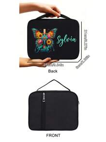 Custized Your Name On Bible Bag,Bible Storage Bag,Pink Bow Letter Printed Letter Printed Tote Bag Bible Organizer,Multifunctional Book Protective Cover Suitable For Students DailyUse,