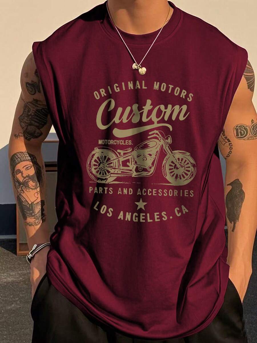 Men's Summer American Vintage Motorcycle Graphic Tank Top