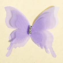 10 件装 3 层水晶网眼蝴蝶彩色逼真面料 DIY 发饰和服装装饰