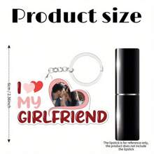 1pc Personalized Acrylic Heart-Shaped Keychain With Custom Photo, UV Printed Portrait, Letter Theme, Party Keyring Gift - Ideal Valentine's Day, Wedding, Birthday And Anniversary Gift For Boyfriend Or Girlfriend