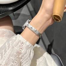 LuLuTom 1pc Luxury Diamond Flower Bangle Design Bracelet Gold Stainless Steel Metal Watch Band Strap Compatible With Apple Watch Band Ultra/SE/S10/9/8/7/6/5/4/3/2/1, Compatible With Apple Watch Strap 38/40/41/42/44/45/46/49mm