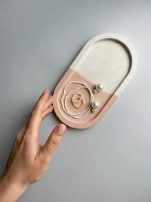 1 pieza Molde de silicona en forma de bandeja elíptica para hacer manualidades con resina, decoración del hogar, plataforma de exhibición de joyas, molde artesanal para yeso