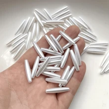 Witte rijst Witte lange buis Rechte gat kralen Diy sieraden maken Decoratieve armband ketting maken Decoratieve kralen 50 stuks