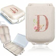 Feuchtigkeitsgeschützter Reise-Pillenorganizer mit 8 Fächern, Pillendose für Tasche/Handtasche, täglicher Pillenhalter, rosé-goldene personalisierte Buchstaben, tragbare unabhängige kleine Fach-Pillenbox, Aufbewahrungsbehälter für Medizin und Vitamine - Beige - Übersicht 18