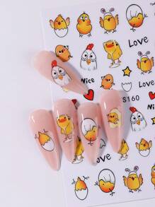 2 PCS Easter Theme 3D Nail Art Stickers Lovely Chicks Egg Glass Cup Nail Decals 3D Self Adhesive Stickers Manicure Nail Decoration For Women Girl In Spring