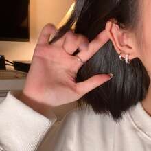 4Pcs/Set Crystal Small Hoop Earrings For Women Silver Color New Y2K Cool Daily Wear Jewelry Girl's Gift