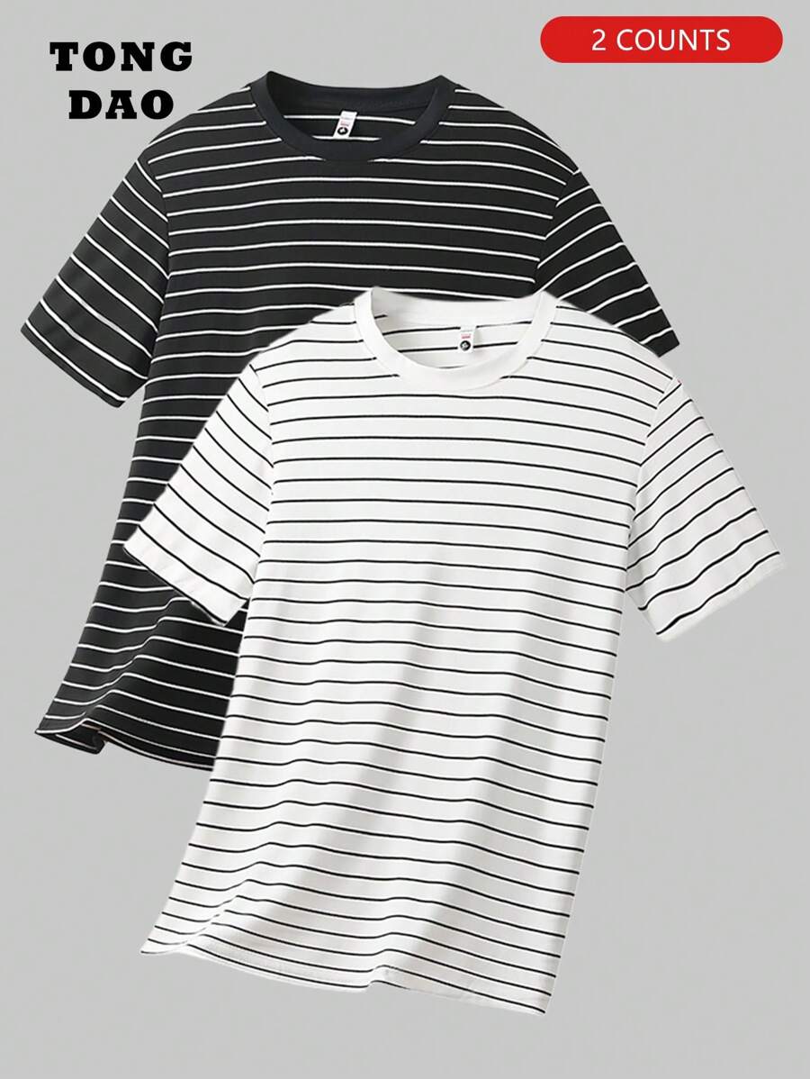 Men's Summer New Breathable Sports Short-Sleeve T-Shirt 2 Packs - Black - View 1