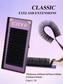 LASHINE 16Rows 0.05 0.07 0.10 0.12 0.15mm Premium C Curl Cashmere Matte Black Lashes Soft Natural Mega Volume Eyelash Extensions Classic Individual Lash Extensions Wholesale