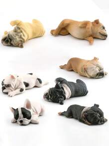 1 件法国斗牛犬模型玩具：逼真的睡眠法国斗牛犬雕像，办公桌装饰配件，适合作为母亲节或生日小礼物