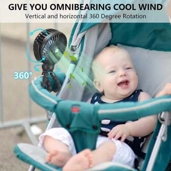 1pc Booqiboy Baby Stroller Fan, Cute Octopus Shape, ABS & Silicone Skin-Friendly Materials, 720° Rotatable Adjustable Angle, Flexible Tripod Clip-On Fan, 3 Speed Settings & Rotatable Handheld Personal Fan, Battery Operated, Applicable For Baby Strollers, Car Seats, Cribs, Bicycles, Treadmills, Etc.