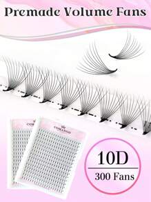 CoMango 300Fans C/D 10D 预制扇形浓密俄罗斯睫毛 0.07mm 预制扇形丝质柔软浓密睫毛延长睫毛簇、睫毛簇、单根睫毛、睫毛、假睫毛 - 黑色 - 查看 10
