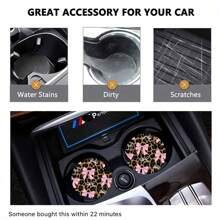 2 pièces Dessous de verre motif imprimé nœud léopard pour voiture, tapis de voiture stylé à séchage rapide et antidérapant